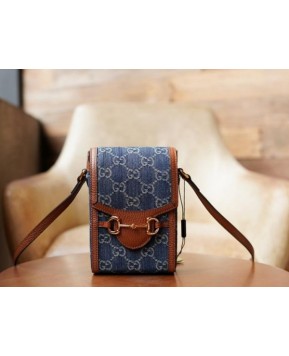 1955 홀스빗 데님 GG 자카드 미니백