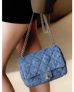 샤넬 23p 하트볼 체인 스몰 카멜리 데님 플랩백