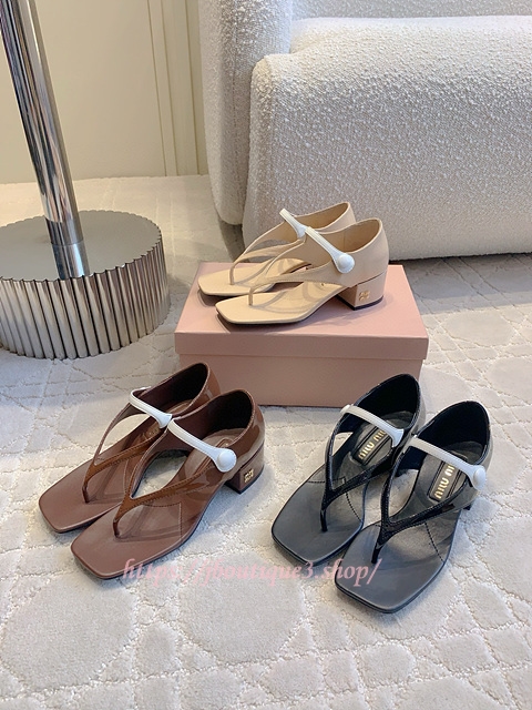 미우미우 투톤 페이턴트 가죽 메리제인 통 샌들 (3color)