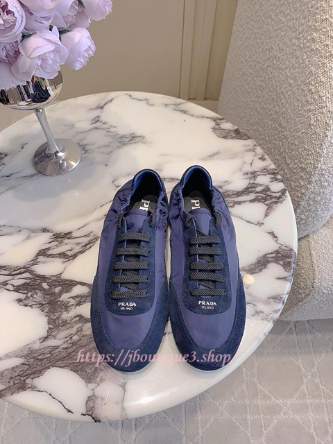 프라다 컬랩스 리나일론 및 스웨이드 엘라스틱 스니커즈 (남녀공용)