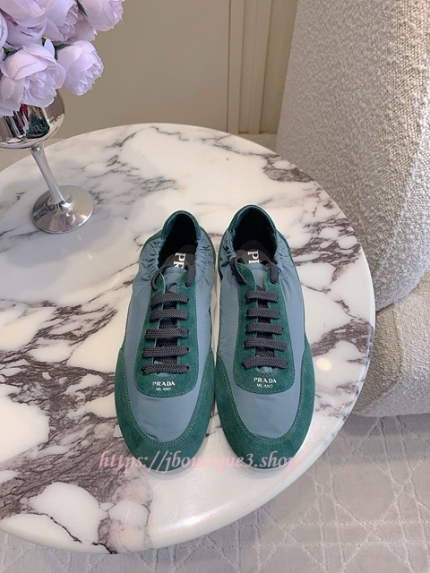 프라다 컬랩스 리나일론 및 스웨이드 엘라스틱 스니커즈 (남녀공용)