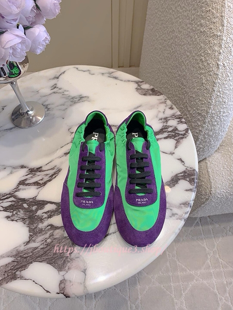 프라다 컬랩스 리나일론 및 스웨이드 엘라스틱 스니커즈 (남녀공용)