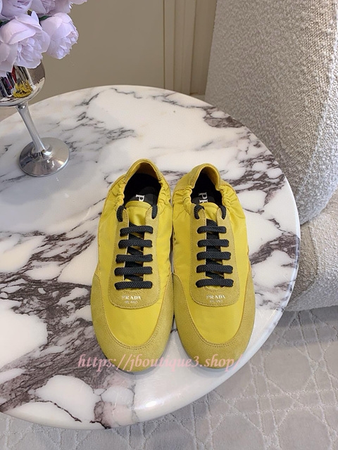 프라다 컬랩스 리나일론 및 스웨이드 엘라스틱 스니커즈 (남녀공용)