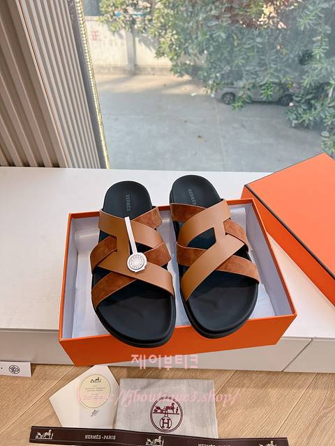 에르메스 카지미르 남성 가죽 샌들