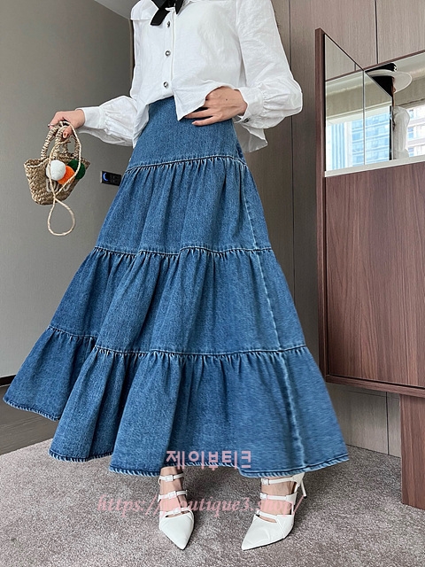 샤넬 데님 스커트