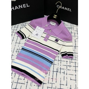 샤넬 반팔 카라 니트