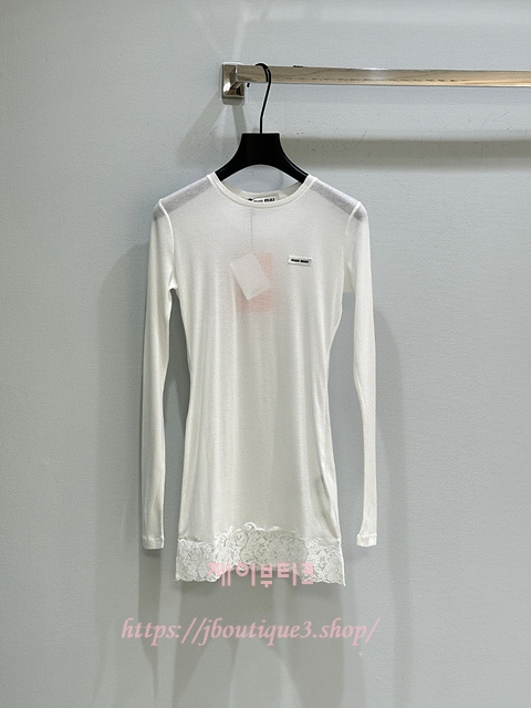 미우미우 긴팔 레이스 원피스 티셔츠