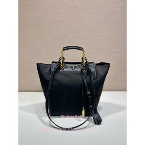 프라다 리나일론 및 가죽 미디엄 토트백