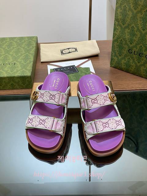 구찌 벨크로 슬리퍼