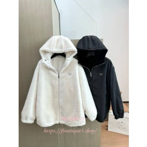 샤넬 리버서블 퍼 집업 후드 (2color)